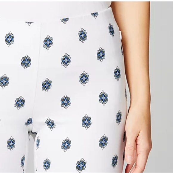 J.Jill Essential white and blue cotton stretch slim pants  size  14 - Picture 3 of 13